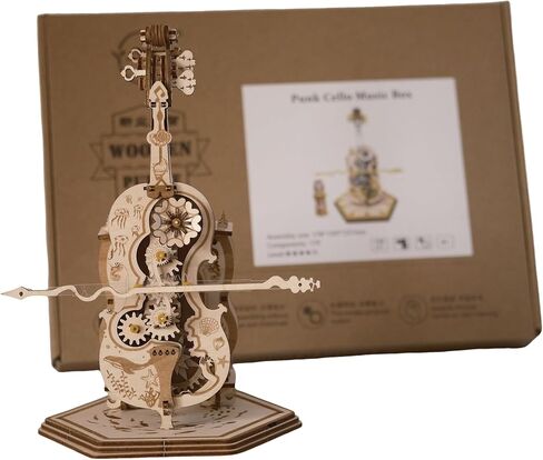 مجموعة صندوق موسيقى تشيلو ألغاز خشبية ثلاثية الأبعاد للبالغين لبناء مجموعة هوايات داخلية للرجال نموذج الكمان ثلاثي الأبعاد هدية عيد الحب in Kuwait