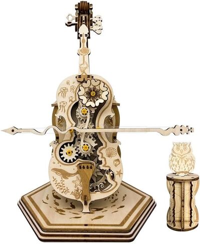 مجموعة صندوق موسيقى تشيلو ألغاز خشبية ثلاثية الأبعاد للبالغين لبناء مجموعة هوايات داخلية للرجال نموذج الكمان ثلاثي الأبعاد هدية عيد الحب in Kuwait