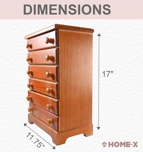 منظم Home-X ذو 6 أدراج للخياطة، أو بكرات الخيوط، أو لوازم الحرف اليدوية، أو المكياج، أو المجوهرات، خشب بلمسة نهائية من الكرز، 43.18 سم طول × 15.24 سم عرض × 27.94 سم ارتفاع in Saudi Arabia