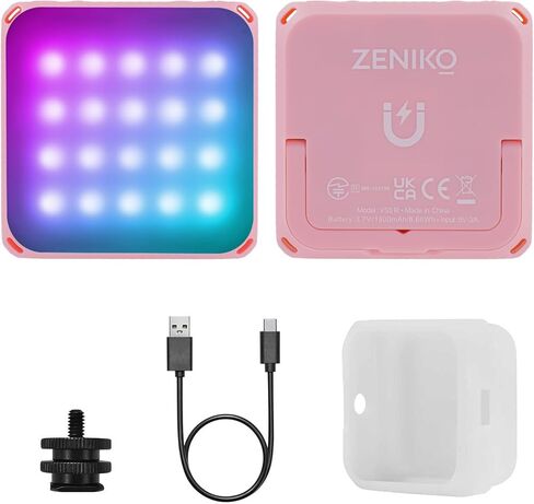 مصباح فيديو ZENIKO VS5 R LED مع ناشر ناعم، ضوء مستمر RGB بالألوان الكاملة للتصوير الفوتوغرافي لمدونة الفيديو المباشرة، HSI 36000 لون، 2500K-8500K، CRI 95+ TLCI 96+، التحكم في التطبيق، وردي in Saudi Arabia