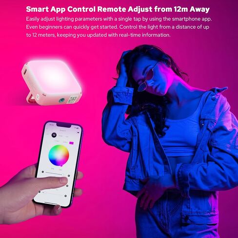 مصباح فيديو ZENIKO VS5 R LED مع ناشر ناعم، ضوء مستمر RGB بالألوان الكاملة للتصوير الفوتوغرافي لمدونة الفيديو المباشرة، HSI 36000 لون، 2500K-8500K، CRI 95+ TLCI 96+، التحكم في التطبيق، وردي in Saudi Arabia