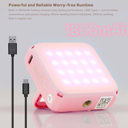 مصباح فيديو ZENIKO VS5 R LED مع ناشر ناعم، ضوء مستمر RGB بالألوان الكاملة للتصوير الفوتوغرافي لمدونة الفيديو المباشرة، HSI 36000 لون، 2500K-8500K، CRI 95+ TLCI 96+، التحكم في التطبيق، وردي in Saudi Arabia