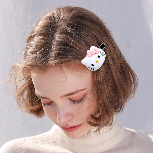 Girls Cartoon Hair Clips Cartoon Cats Hello KT Bangs Clip Girls Hair Accessories Cute Hair Clips for Girls Toddler Hair Clips Approx. 2inches-Children's cartoon hairpins (Pink) in Saudi Arabia