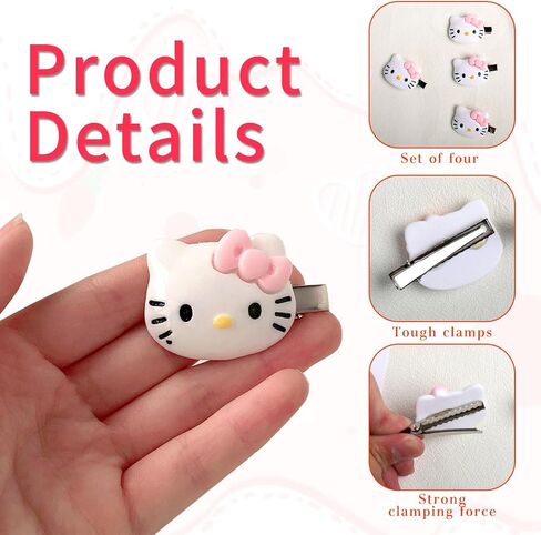 Girls Cartoon Hair Clips Cartoon Cats Hello KT Bangs Clip Girls Hair Accessories Cute Hair Clips for Girls Toddler Hair Clips Approx. 2inches-Children's cartoon hairpins (Pink) in Saudi Arabia