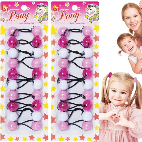 20 Pcs Hair Ties 20mm Ball Bubble Ponytail Holders Colorful Clear Assorted Elastic Accessories for Kids Children Girls Women All Ages (Black/White/Clear/Red Assorted) in Saudi Arabia