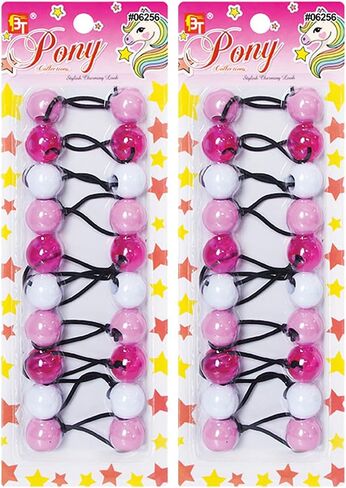 20 Pcs Hair Ties 20mm Ball Bubble Ponytail Holders Colorful Clear Assorted Elastic Accessories for Kids Children Girls Women All Ages (Black/White/Clear/Red Assorted) in Saudi Arabia