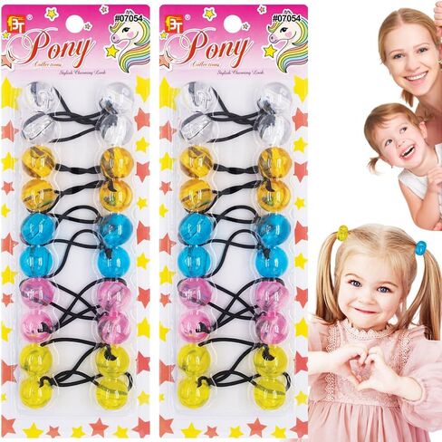 20 Pcs Hair Ties 20mm Ball Bubble Ponytail Holders Colorful Clear Assorted Elastic Accessories for Kids Children Girls Women All Ages (Black/White/Clear/Red Assorted) in Saudi Arabia