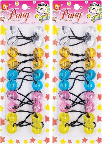 20 Pcs Hair Ties 20mm Ball Bubble Ponytail Holders Colorful Clear Assorted Elastic Accessories for Kids Children Girls Women All Ages (Black/White/Clear/Red Assorted) in Saudi Arabia