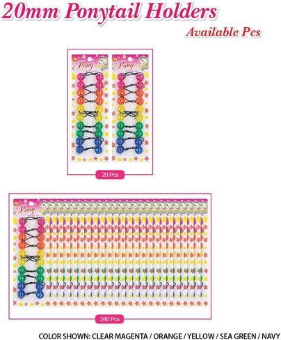 20 Pcs Hair Ties 20mm Ball Bubble Ponytail Holders Colorful Clear Assorted Elastic Accessories for Kids Children Girls Women All Ages (Black/White/Clear/Red Assorted) in Saudi Arabia