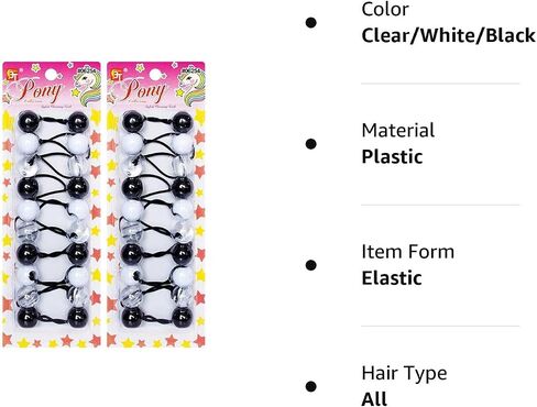 20 Pcs Hair Ties 20mm Ball Bubble Ponytail Holders Colorful Clear Assorted Elastic Accessories for Kids Children Girls Women All Ages (Black/White/Clear/Red Assorted) in Saudi Arabia