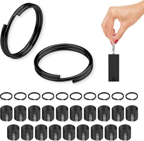 80 Pcs Black Mini Split Rings, Metal Small Key Rings Stainless Steel Split Rings for Keychain Connector, Dog Tags, Crafts (10mm) in Kuwait