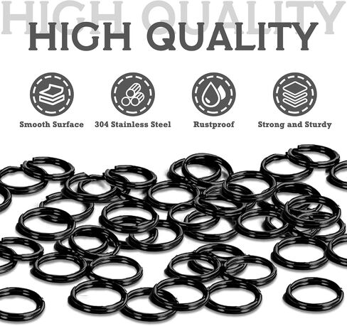 80 Pcs Black Mini Split Rings, Metal Small Key Rings Stainless Steel Split Rings for Keychain Connector, Dog Tags, Crafts (10mm) in Kuwait