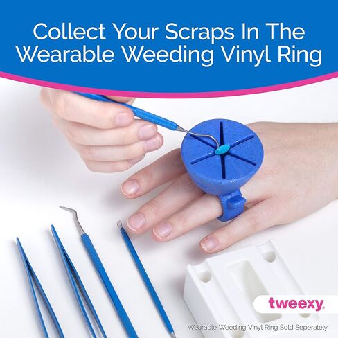 مجموعة أدوات إزالة الأعشاب الضارة المصنوعة من الفينيل من تويكسي كرافت، مجموعة مكونة من 5 قطع مع علبة معدنية، تتضمن أعواد إزالة الأعشاب الدقيقة من الفولاذ المقاوم للصدأ، وملقط، وملعقة لفينيل نقل الحرارة، وصناعة ورق لاصق HTV (أزرق) in Kuwait