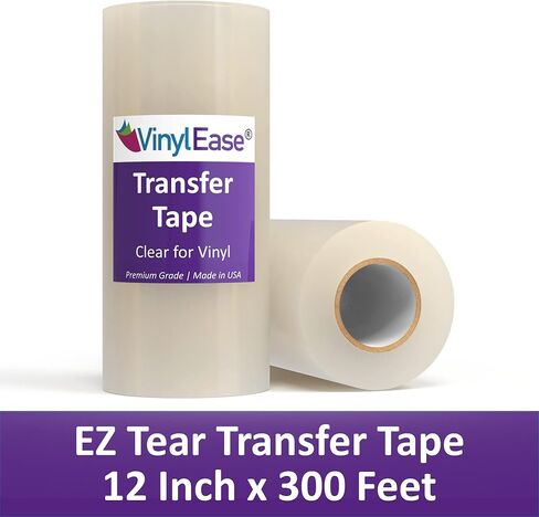 لفة مقاس 12 بوصة × 300 قدم من شريط النقل EZ Tear مع لاصق مسطح متوسط ​​الحجم. شريط تطبيق أمريكي الصنع لقطاعات الحرف اليدوية وصانعي اللافتات. V0823 in Kuwait