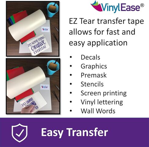 لفة مقاس 12 بوصة × 300 قدم من شريط النقل EZ Tear مع لاصق مسطح متوسط ​​الحجم. شريط تطبيق أمريكي الصنع لقطاعات الحرف اليدوية وصانعي اللافتات. V0823 in Kuwait
