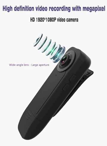 Hidden Camera 1080P Mini Camera no WiFi Security Camera Wearable with Clip Small Camera Indoor Outdoor Use, Business Meetings/Class/Hiking Easy Use Black AOLANS in Kuwait
