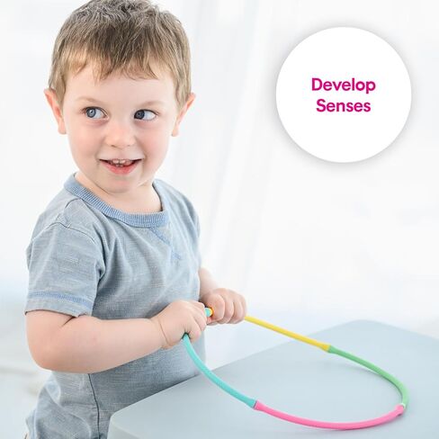 خيوط Edushape Click & Weave باللونين الأبيض والأسود للمشاركة الحسية للطفل - خيوط مرنة تلتف وتدور وتلتقط معًا، تساعد على تحسين التعرف على الألوان والتحفيز البصري والمهارات الحركية والبراعة in Kuwait