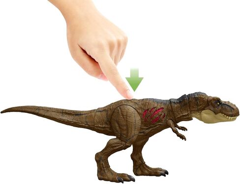 Jurassic World HGC19 Articulated Tyrannosaurus Rex Destruction Figure, Movable Jaws, Scratches on Both Sides, Physical and Digital Game, Children's Toy, Ages 4 and Above in Saudi Arabia