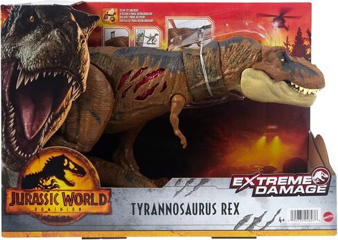 Jurassic World HGC19 Articulated Tyrannosaurus Rex Destruction Figure, Movable Jaws, Scratches on Both Sides, Physical and Digital Game, Children's Toy, Ages 4 and Above in Saudi Arabia