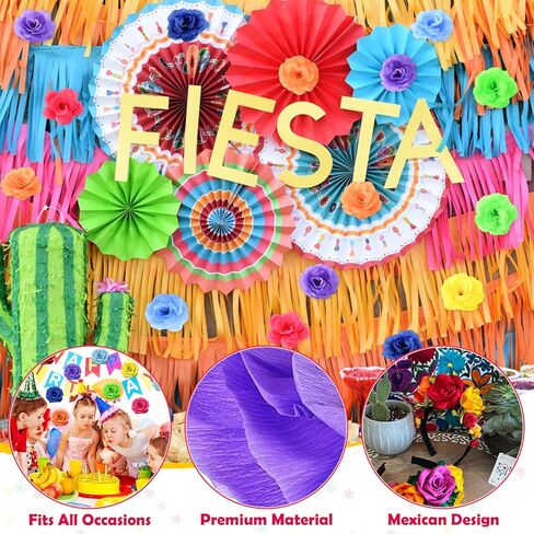 SNLN 148 قطعة من ديكورات الحفلات المكسيكية، لوازم أعياد الميلاد، بالونات العيد، مجموعة قوس إكليل مع زهرة وهمية، أطفال في سن المراهقة البالغين المكسيكيين ديكورات الحفلات سينكو دي مايو فييستا in Kuwait