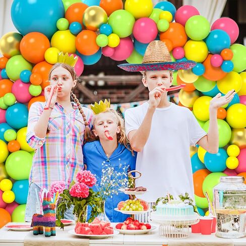 SNLN 148 قطعة من ديكورات الحفلات المكسيكية، لوازم أعياد الميلاد، بالونات العيد، مجموعة قوس إكليل مع زهرة وهمية، أطفال في سن المراهقة البالغين المكسيكيين ديكورات الحفلات سينكو دي مايو فييستا in Kuwait