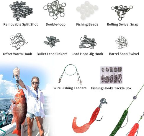 طقم طعوم صيد 400 قطعة. خطافات صيد السمك الكبيرة للمياه العذبة. تحتوي طُعم الصيد وطُعم الصيد على طُعم مرفقي وديدان بلاستيكية وخطافات صيد ورقصات وزردية صيد متعددة الاستخدامات والمزيد. in Kuwait