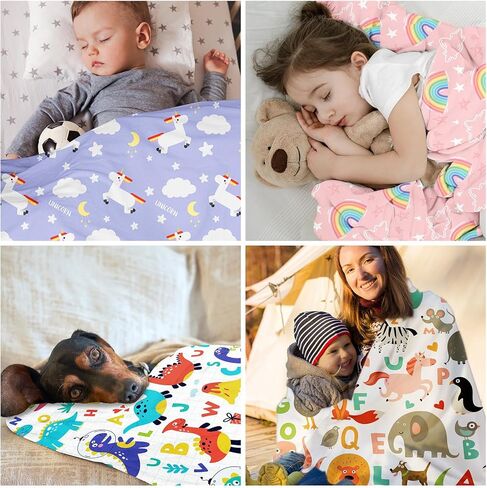 بطانية أطفال من الفلانيل مقاس 50 × 60 بوصة مع حواف، بطانية أطفال خفيفة الوزن فائقة النعومة 270 جرامًا للمتر المربع للأولاد والبنات، هدايا بطانية بحروف الحيوانات للأطفال، مثالية للسرير والأريكة والسيارة in Kuwait