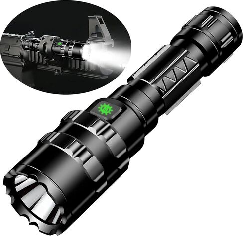 مصباح يدوي تكتيكي Higoo، مصباح يدوي LED بقوة 1200 لومن مع حامل حلقي متوافق مع نظام MLOK لبندقية الصيد والرماية in Kuwait