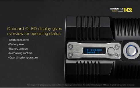 Nitecore Tiny Monster TM28 6000 Lumens 716 ياردة مصباح LED فائق السطوع قابل لإعادة الشحن مع منظم LumenTac in Saudi Arabia