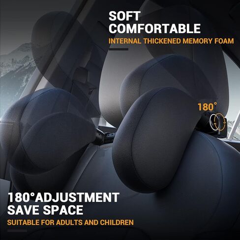 وسادة مسند رأس السيارة EPOCHHIKE، [Supersleep] مسند رأس على الطريق مع وسادة من البولي يوريثان/الإسفنج، دعم رقبة مقعد السيارة قابل للتعديل 360 درجة، وسادة نوم على شكل حرف U للأطفال والكبار (تصميم براءة اختراع سوداء أمريكية) in Kuwait
