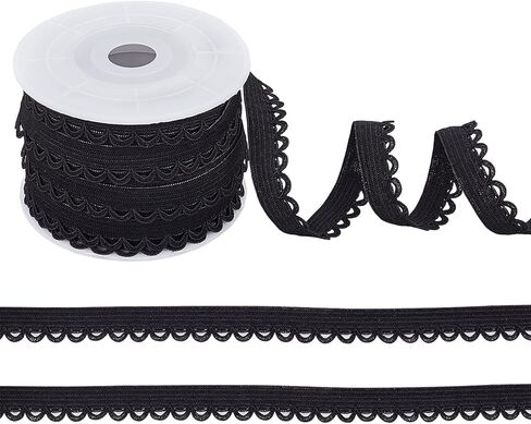 NBEADS 10.94 Yards Picot-Edge Lingerie Elastic, 1/2" Flat with Laciness Elastic Cord Strap Edge Crocheted Lace Cord Ribbon for DIY Sewing Making, Wedding Decorations and Gift Wrapping, WhiteSmoke in Kuwait