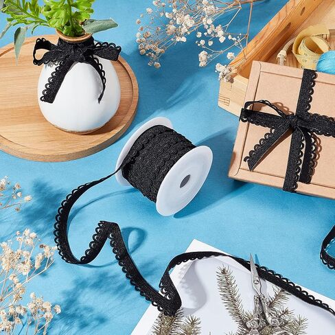 NBEADS 10.94 Yards Picot-Edge Lingerie Elastic, 1/2" Flat with Laciness Elastic Cord Strap Edge Crocheted Lace Cord Ribbon for DIY Sewing Making, Wedding Decorations and Gift Wrapping, WhiteSmoke in Kuwait