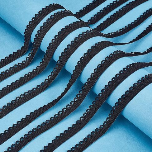 NBEADS 10.94 Yards Picot-Edge Lingerie Elastic, 1/2" Flat with Laciness Elastic Cord Strap Edge Crocheted Lace Cord Ribbon for DIY Sewing Making, Wedding Decorations and Gift Wrapping, WhiteSmoke in Kuwait