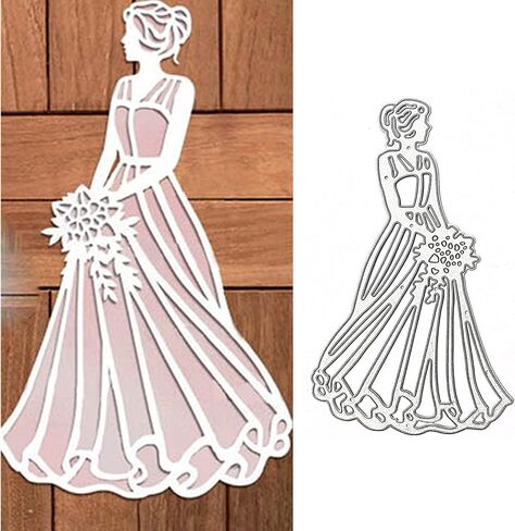 قطع قوالب معدنية للعروس الجميلة، زهرة امرأة أميرة زفاف قطع يموت قطع استنسل لصور القصاصات بنفسك، قوالب ورقية مزخرفة لصنع بطاقات القصاصات in Kuwait