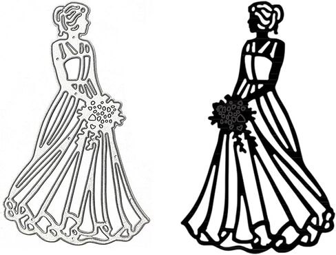 قطع قوالب معدنية للعروس الجميلة، زهرة امرأة أميرة زفاف قطع يموت قطع استنسل لصور القصاصات بنفسك، قوالب ورقية مزخرفة لصنع بطاقات القصاصات in Kuwait