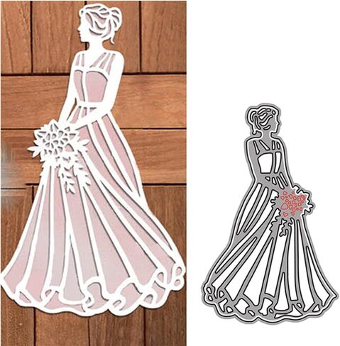 قطع قوالب معدنية للعروس الجميلة، زهرة امرأة أميرة زفاف قطع يموت قطع استنسل لصور القصاصات بنفسك، قوالب ورقية مزخرفة لصنع بطاقات القصاصات in Kuwait