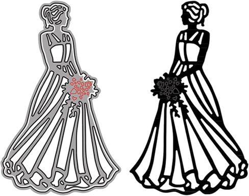 قطع قوالب معدنية للعروس الجميلة، زهرة امرأة أميرة زفاف قطع يموت قطع استنسل لصور القصاصات بنفسك، قوالب ورقية مزخرفة لصنع بطاقات القصاصات in Kuwait