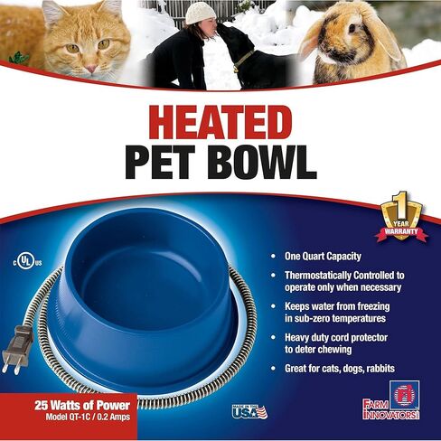 Farm Innovators Model P-60S 1-1/2-Gallon Round Heated Pet Bowl, 60-Watt, Speckletone in Kuwait