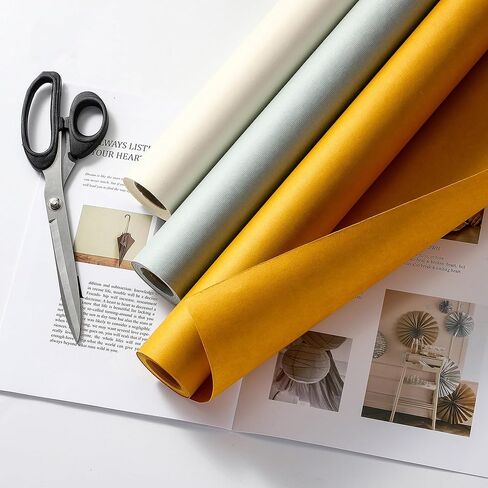 ورق تغليف الهدايا من ورق الكرافت ذو اللون الصلب على الطراز الكوري، 1 لفة من لوازم الزهور المقاومة للماء، ورق تغليف الزهور للزهور الطازجة، الحرف اليدوية اليدوية، 23.6 بوصة × 32.8 قدم (أبيض حليبي) in Kuwait