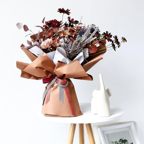 Korean Style Solid Color Kraft Paper Gift Wrapping Paper 1 Roll Florist Supplies Waterproof Flower Bouquet Wrapping Paper Floral Supplies for Fresh Flowers,DIY Crafts, 23.6in x 32.8ft (Bean Paste Red) in Saudi Arabia