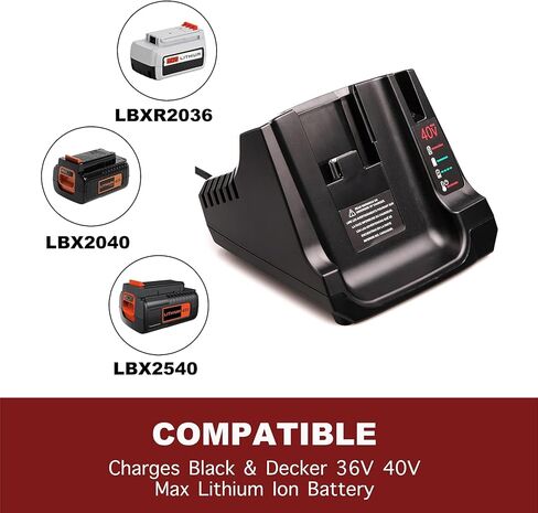 Lilocaja Replacement for Black and Decker 40V Lithium Battery Charger LCS40 LCS36, Compatible with Black and Decker 36V 40V Lithium Battery LBX2040 LBXR36 LST540 LCS1240 LBX1540 in Kuwait