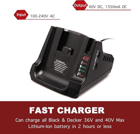 Lilocaja Replacement for Black and Decker 40V Lithium Battery Charger LCS40 LCS36, Compatible with Black and Decker 36V 40V Lithium Battery LBX2040 LBXR36 LST540 LCS1240 LBX1540 in Kuwait