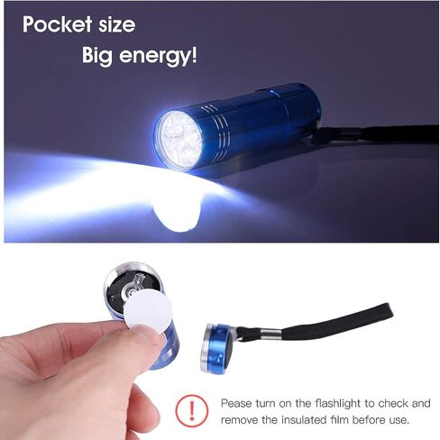 5 Pack of Flashlights 9 LED Mini Aluminum Flashlight Bulk with Lanyard 15 AAA Batteries Included Assorted Colors Handheld Flashlights for Hurricane Supplies Camping, Night Reading, Cycling in Kuwait