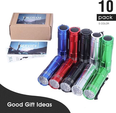 5 Pack of Flashlights 9 LED Mini Aluminum Flashlight Bulk with Lanyard 15 AAA Batteries Included Assorted Colors Handheld Flashlights for Hurricane Supplies Camping, Night Reading, Cycling in Kuwait