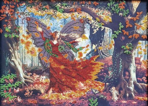 الخريف الجنية ثلاثية الأبعاد الخرز طقم تطريز مطرز عبر غرزة سقوط نمط التطريز أطقم هووسورمينغ لتقوم بها بنفسك جدار ديكور نسيج بيرل مجموعة in Kuwait