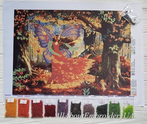 الخريف الجنية ثلاثية الأبعاد الخرز طقم تطريز مطرز عبر غرزة سقوط نمط التطريز أطقم هووسورمينغ لتقوم بها بنفسك جدار ديكور نسيج بيرل مجموعة in Kuwait