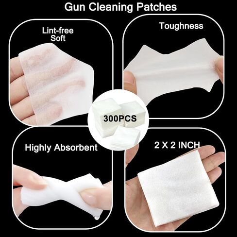 Handgun Cleaning Kits, 300 PCS Gun Cleaning Patches and 200 PCS Gun Cleaning swabs, Universal Gun Cleaning kit, 6" Bamboo Cotton swabs, 2" X 2" Lint -Free Gun Cleaning Cloth for Most Gun Firearm in Saudi Arabia
