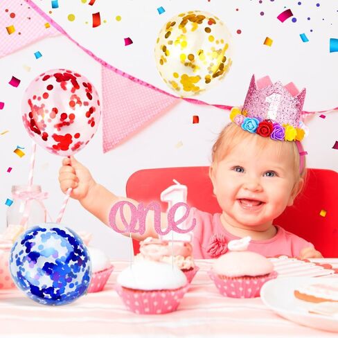 ZukoCert تاج عيد الميلاد الأول للطفل تاج عيد الميلاد الأول هدية عيد ميلاد طفلة هدية عيد ميلاد ديكور وردي قبعة عيد الميلاد الأولى in Kuwait