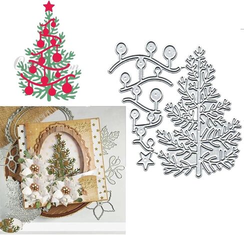 Christmas Tree Metal Die Cuts, Christmas Tree Greeting Card Metal Cutting Dies Cut Stencils for DIY Scrapbooking Cards Decorative Embossing Paper Dies for Scrapbooking Card Making in Saudi Arabia