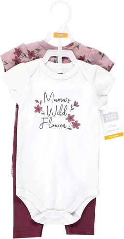 طقم بدلة وبنطلون قطن للأطفال من Hudson Baby للفتيات الصغيرات من الجنسين، 0-3 أشهر in Kuwait